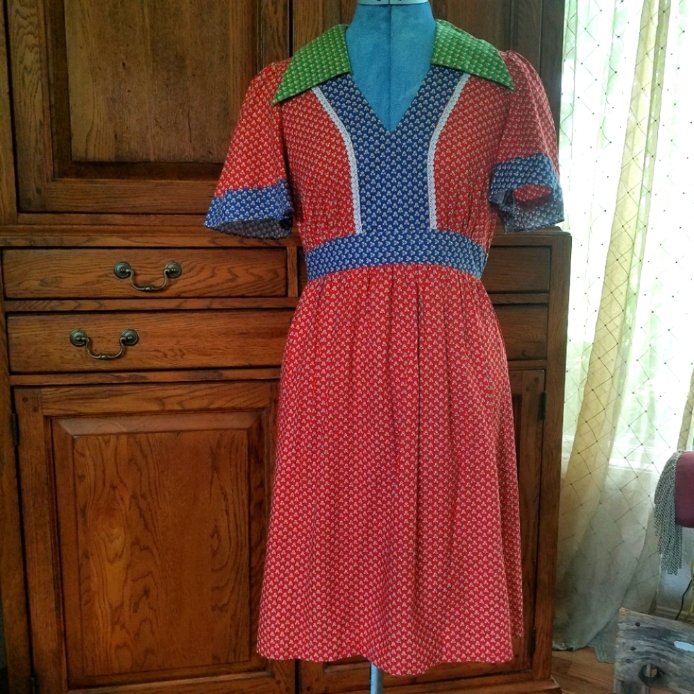 Vintage Terri Juniors California Floral Boho Dress